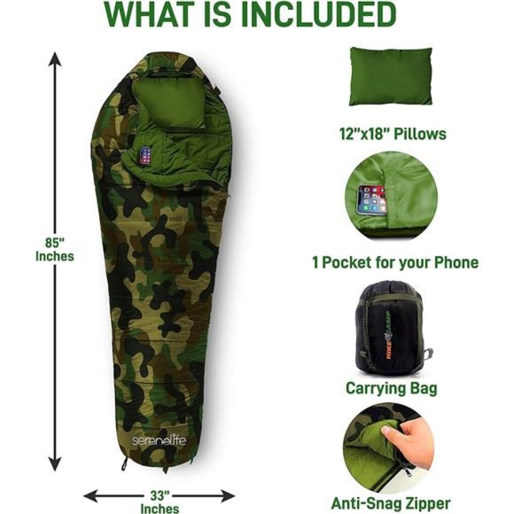 Camouflage Sleeping Bag - Sleeping Bag For Outdoor use - Weather Proof, Campact - Picture 2 of 6